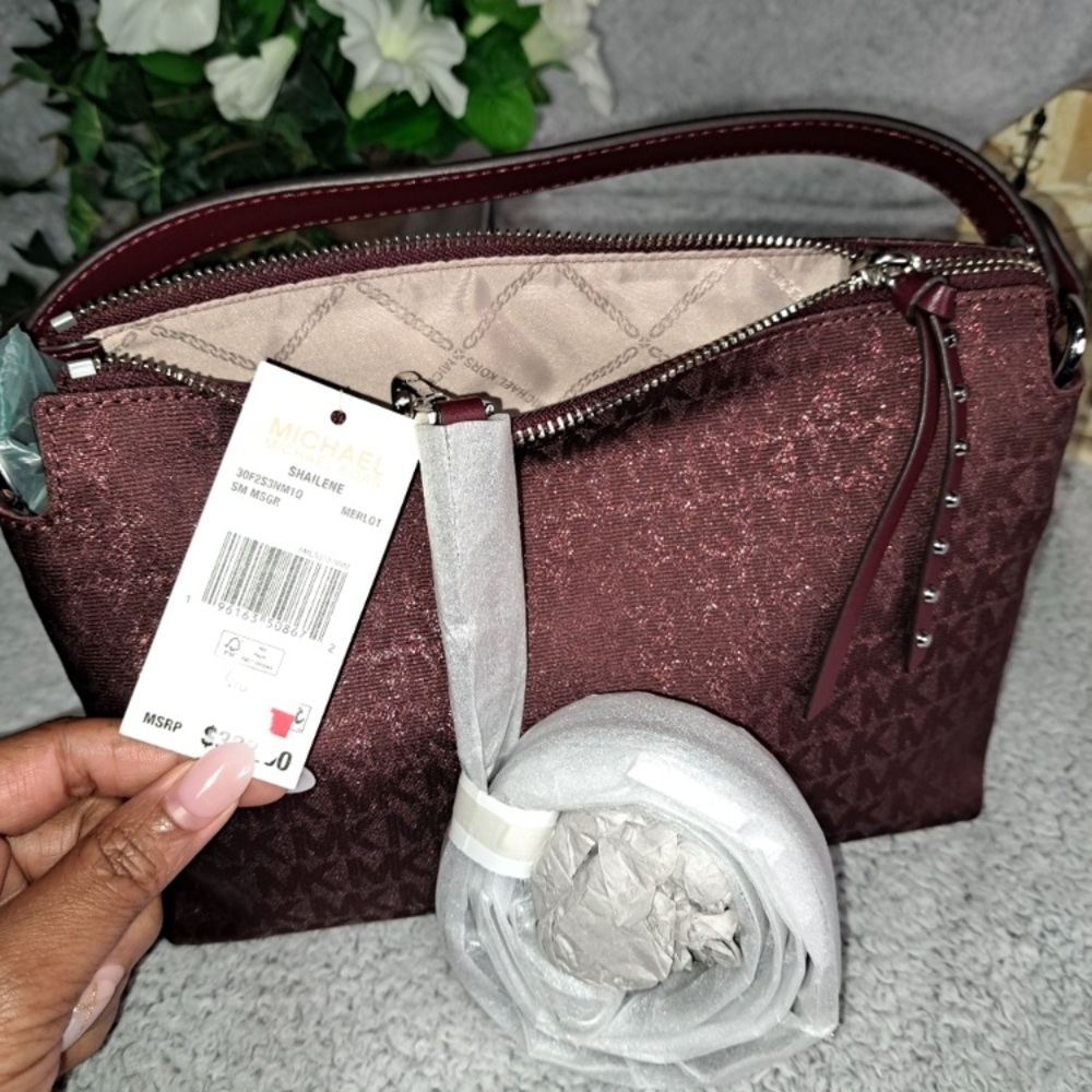 Michael Kors Shailene Structured Handbag/Clutch in Merlot